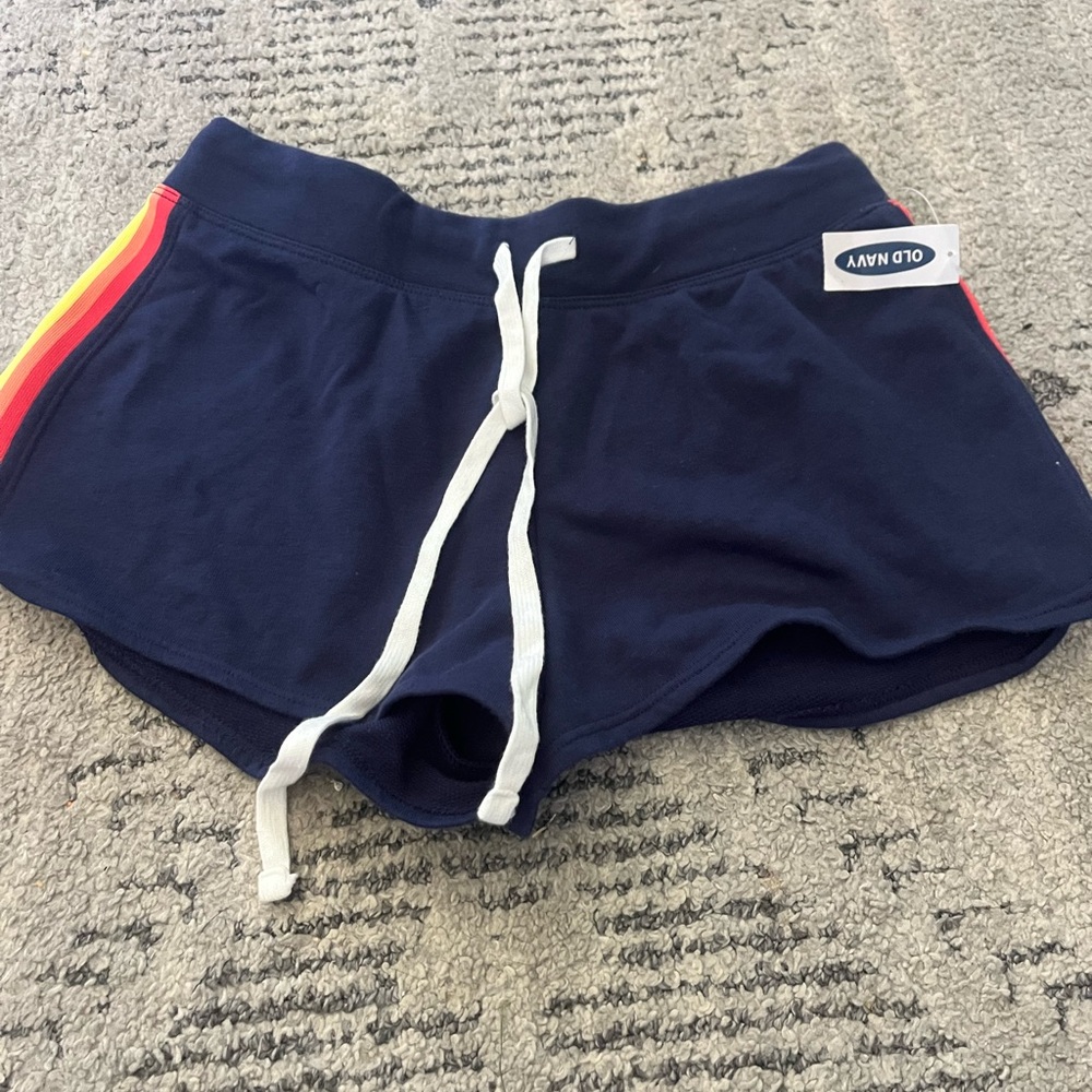 Old Navy Women's Athletic Shorts with Navy and Rainbow Accents